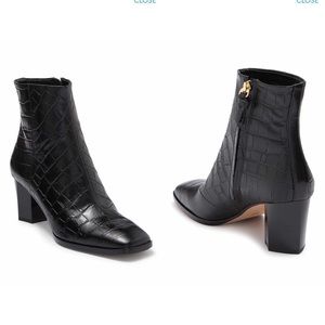 Diane Von Furstenberg black Crock Square Toe Boot
